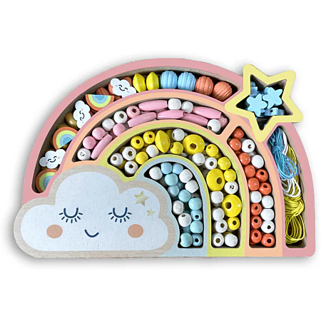 PERLES - COFFRET ARC EN CIEL PERLES BOIS