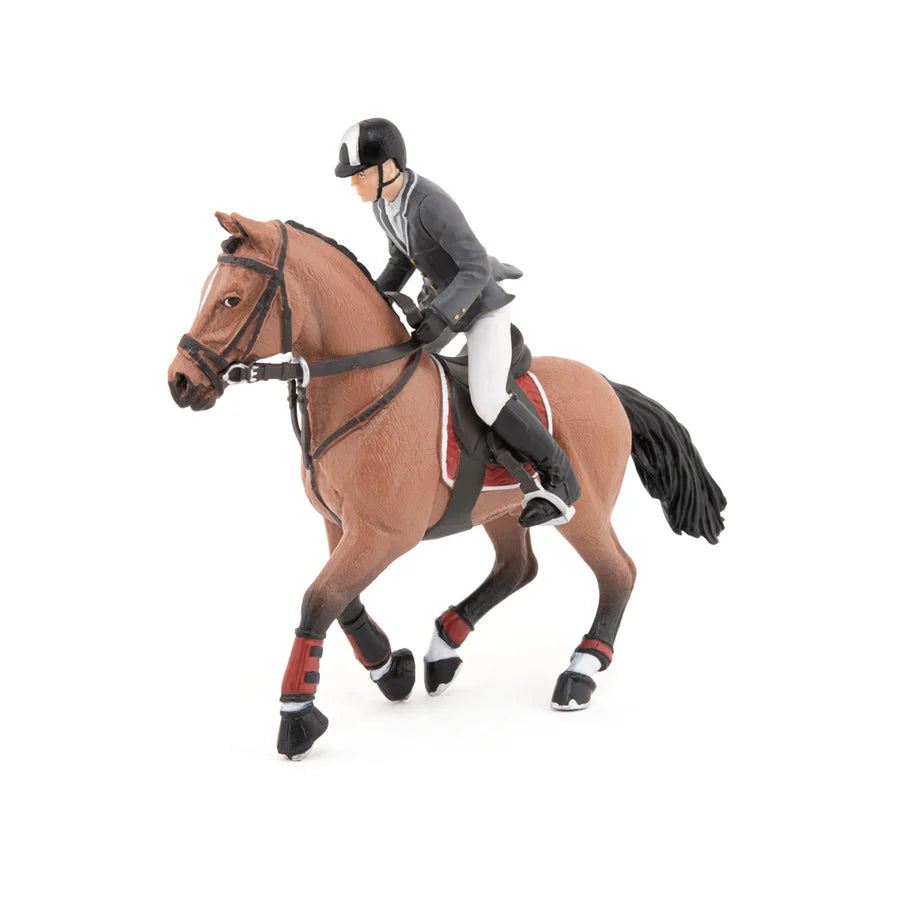 Figurine Papo cheval de concours et son cavalier