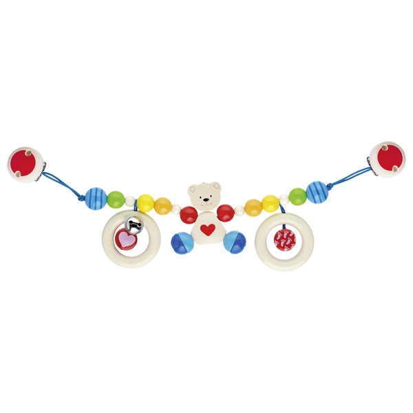 Chaîne de poussette avec clips - ourson petit coeur