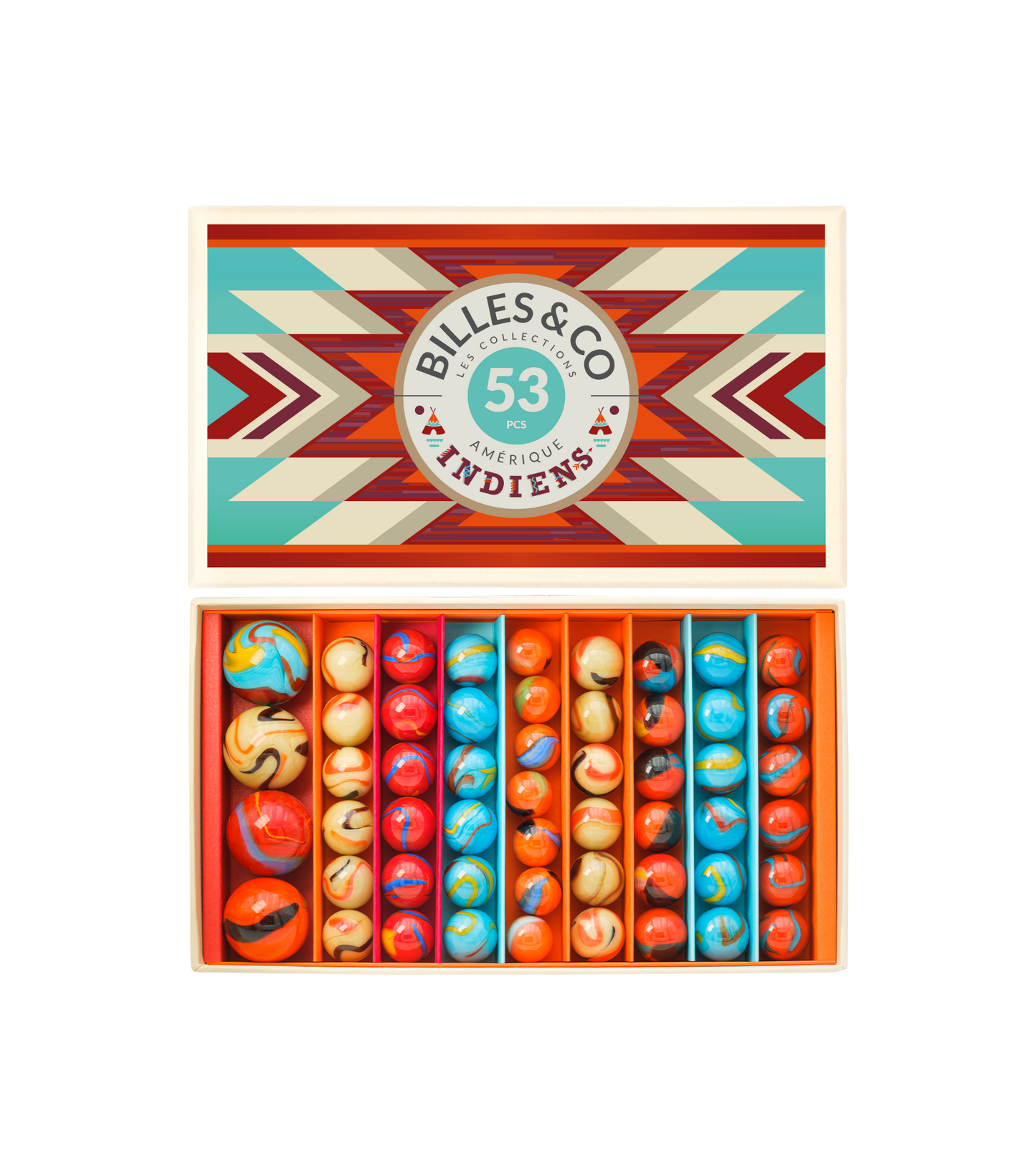 Coffret de 53 billes - Indiens