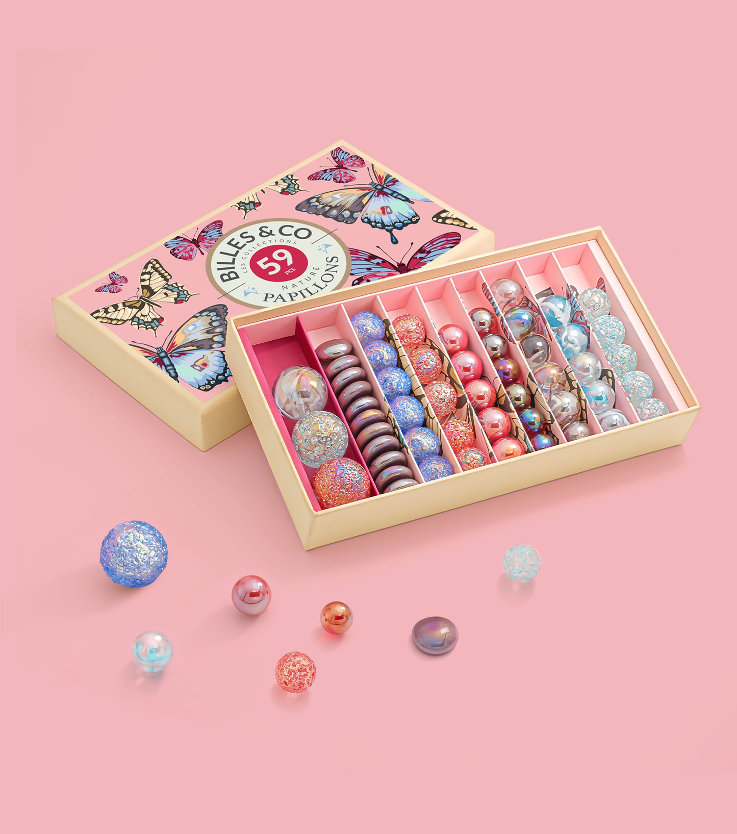 Coffret de billes - Papillons (anamorphique)