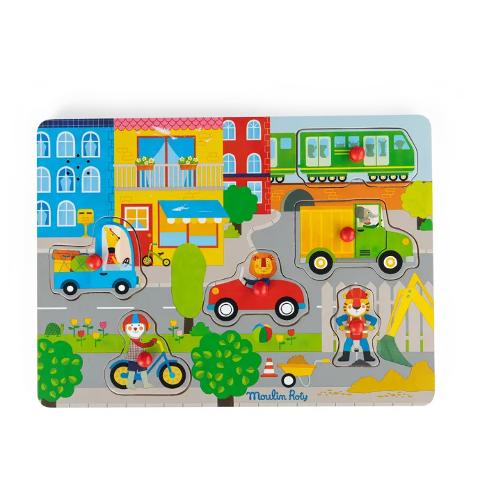 Puzzle sonore ville en bois Les Popipop