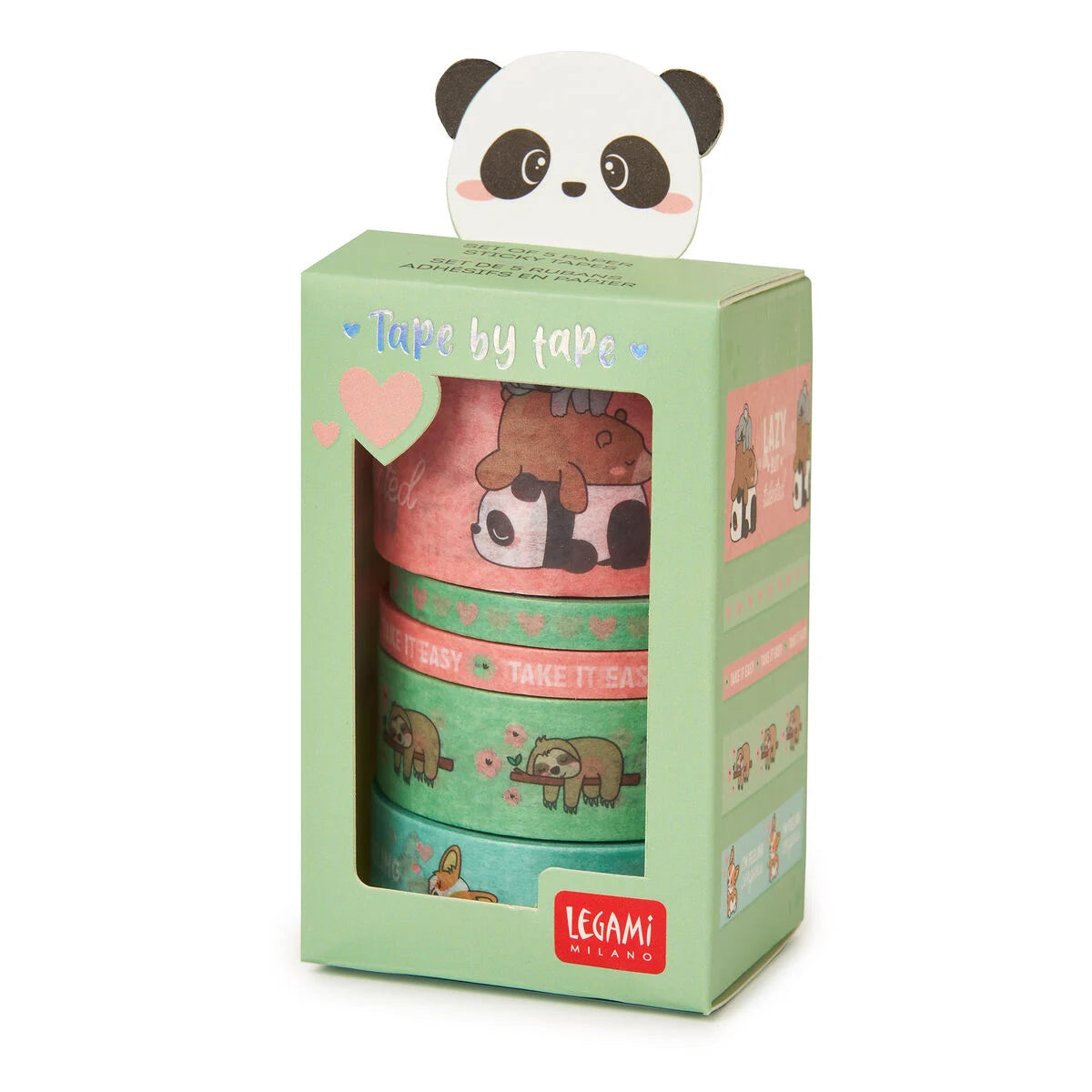 5 rubans adhesifs en papier - panda