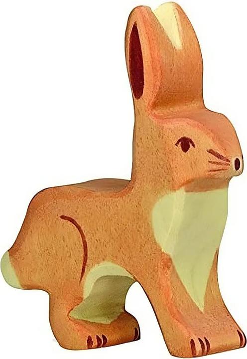 Figurine en bois - lapin oreilles en l'air