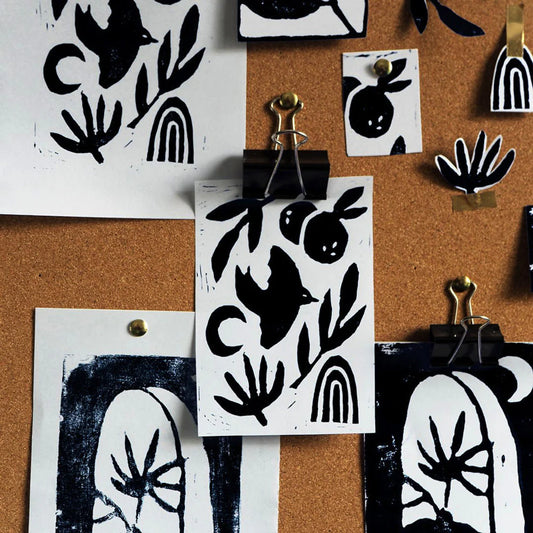 DIY déco - mes cartes en linogravure