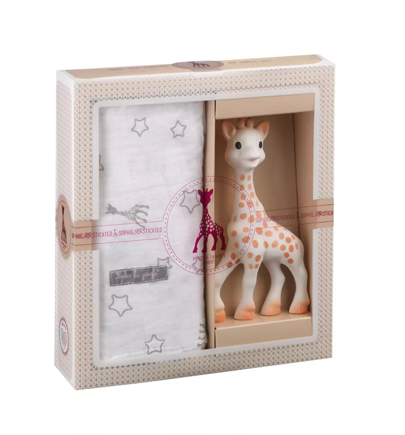 Coffret cadeau de naissance Sophie + lange