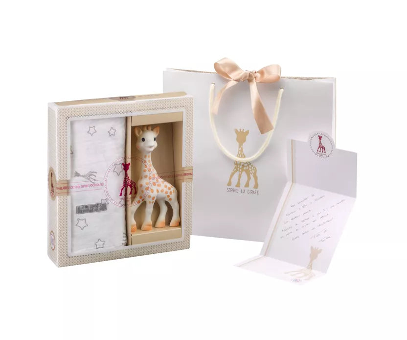 Coffret cadeau de naissance Sophie + lange