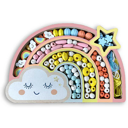 PERLES - COFFRET ARC EN CIEL PERLES BOIS