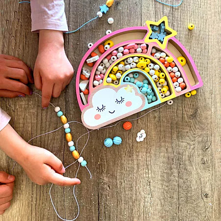 PERLES - COFFRET ARC EN CIEL PERLES BOIS