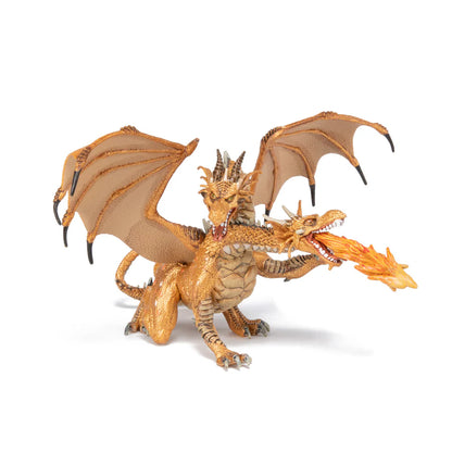 Figurine dragon à deux têtes or