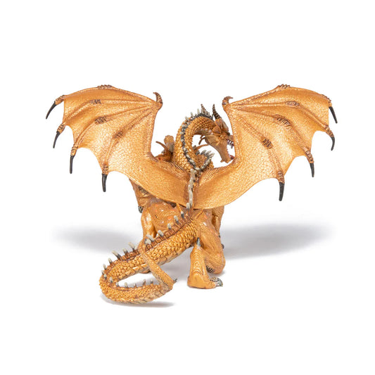 Figurine dragon à deux têtes or