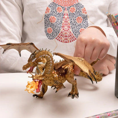 Figurine dragon à deux têtes or