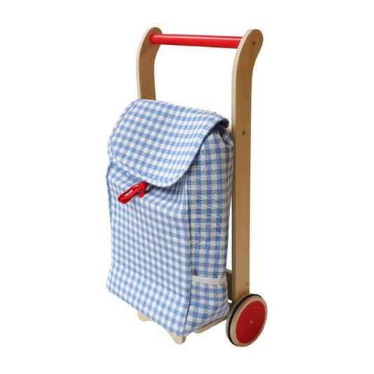 Mon petit chariot de courses vichy bleu