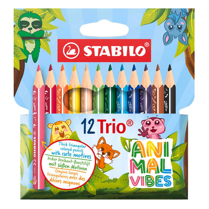 12 crayons de couleur Trio courts Animal Vibes