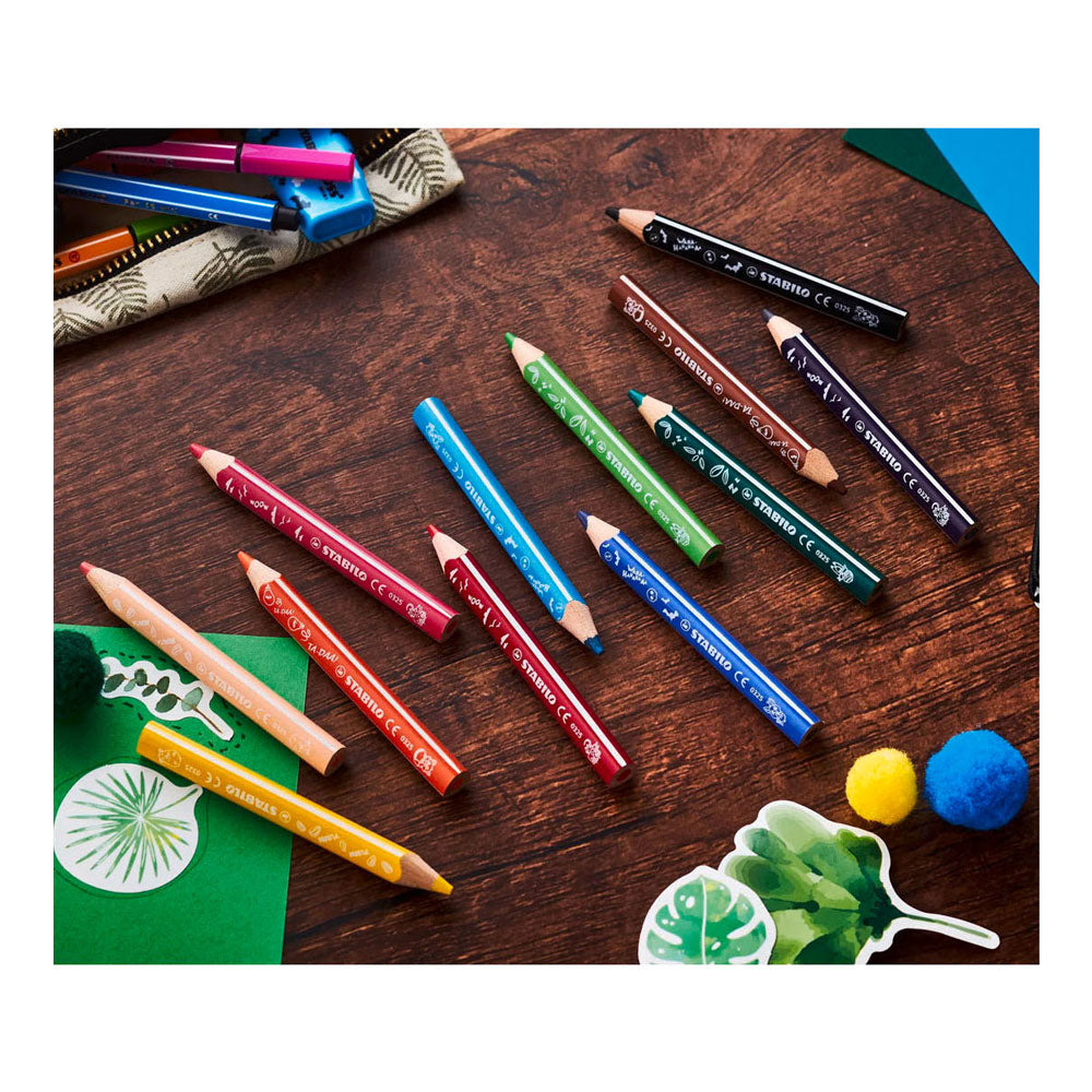 12 crayons de couleur Trio courts Animal Vibes