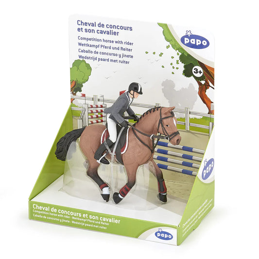 Figurine Papo cheval de concours et son cavalier