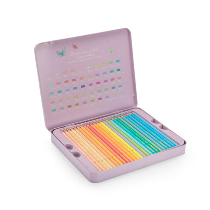 Boîte métal 50 crayons pastels Les Rosalies