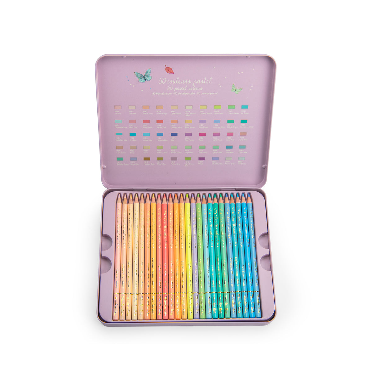 Boîte métal 50 crayons pastels Les Rosalies