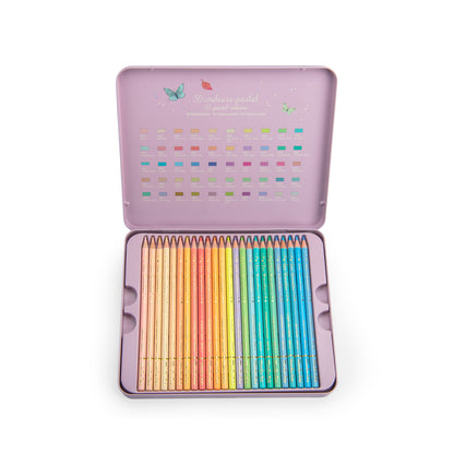 Boîte métal 50 crayons pastels Les Rosalies