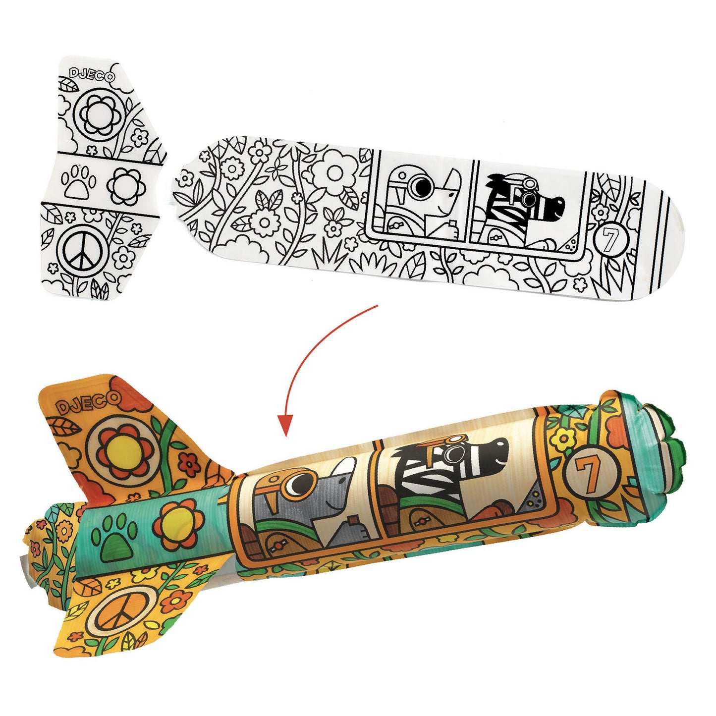 Kit DIY Avions à gonfler et colorier