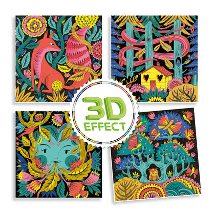 Coloriage 3D avec pinceaux - Forêt fantastique