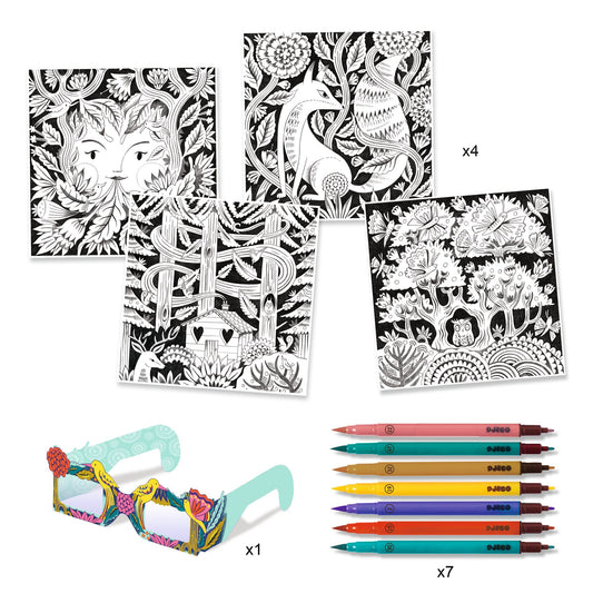 Coloriage 3D avec pinceaux - Forêt fantastique