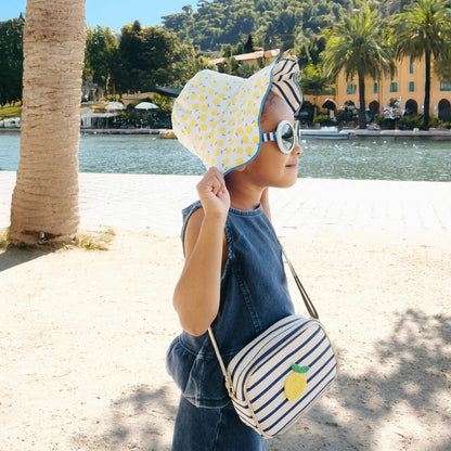 Chapeau réversible citron et rayures