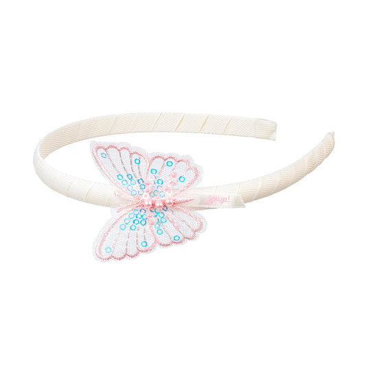 Serre tête Belia papillon rose