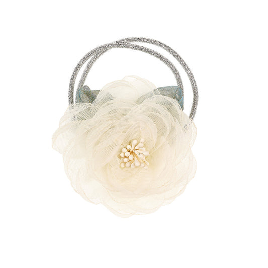 Elastiques à cheveux Paris fleur blanc cassé