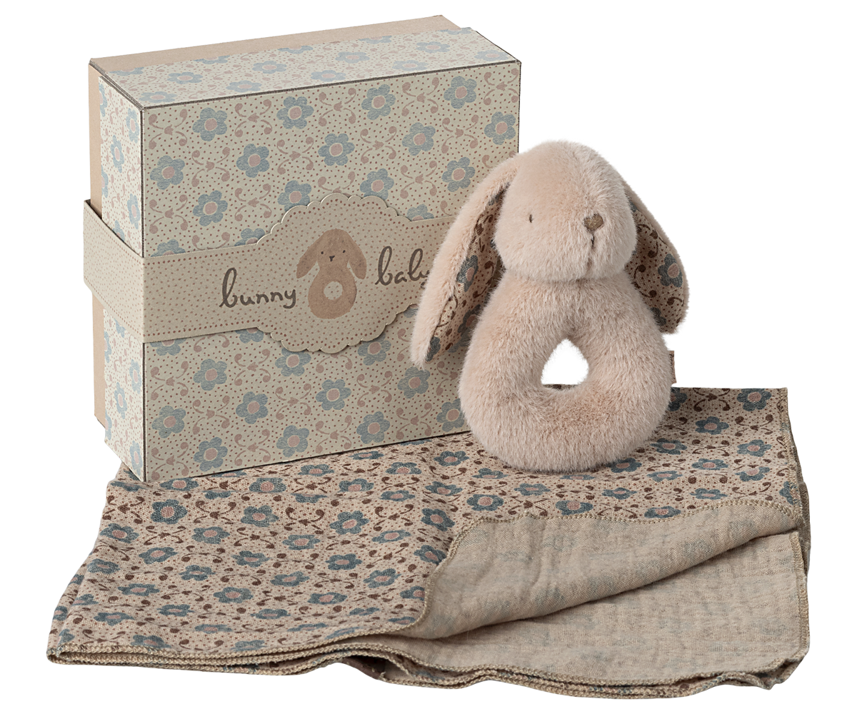 Coffret naissance Maileg - Hochet lapin et lange