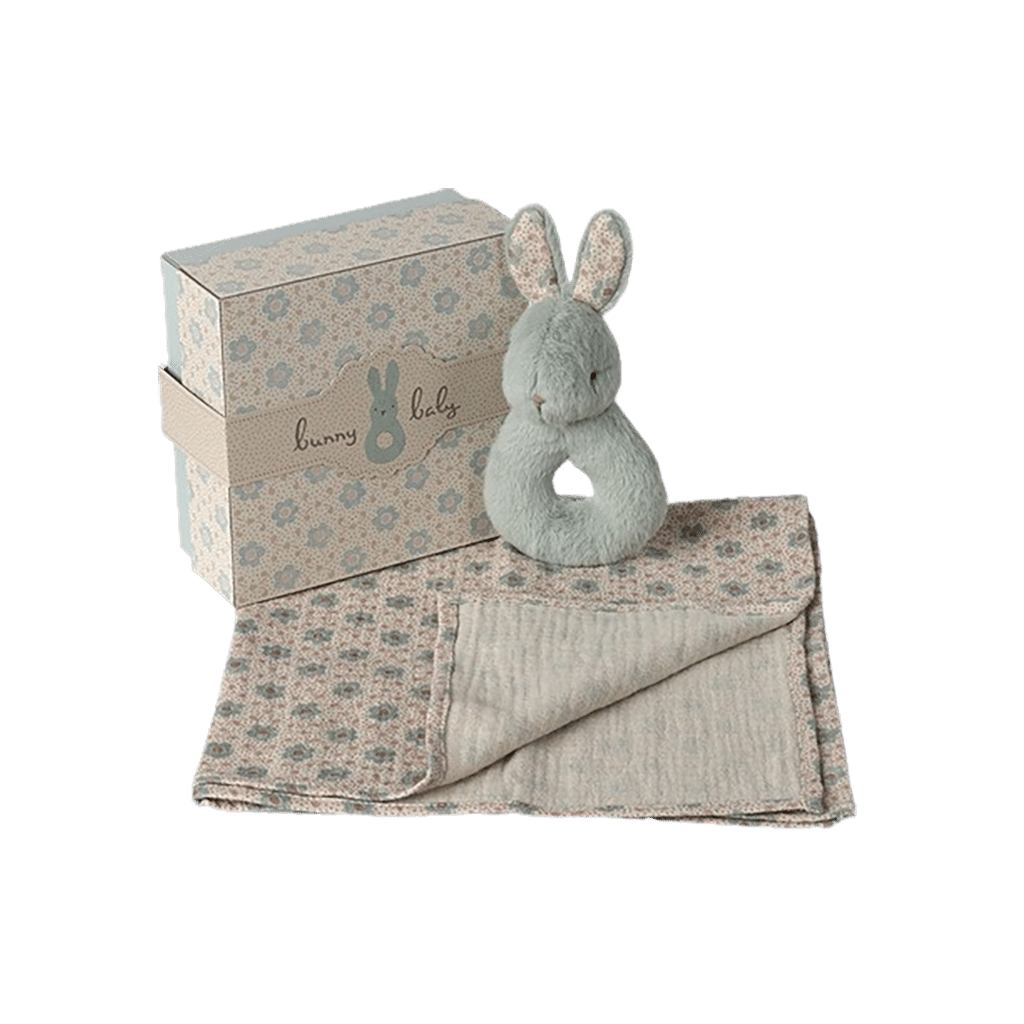 Coffret naissance Maileg - Hochet lapin et lange