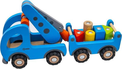 Camion-grue en bois avec remorque