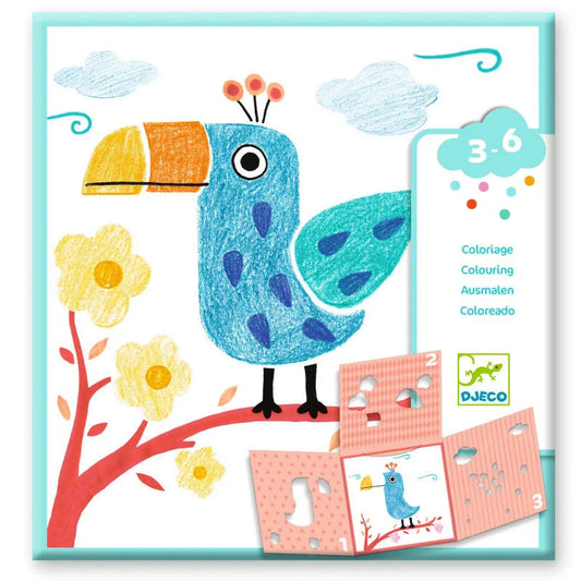 Coloriage 3 pochoirs pour une image 3-6 ans