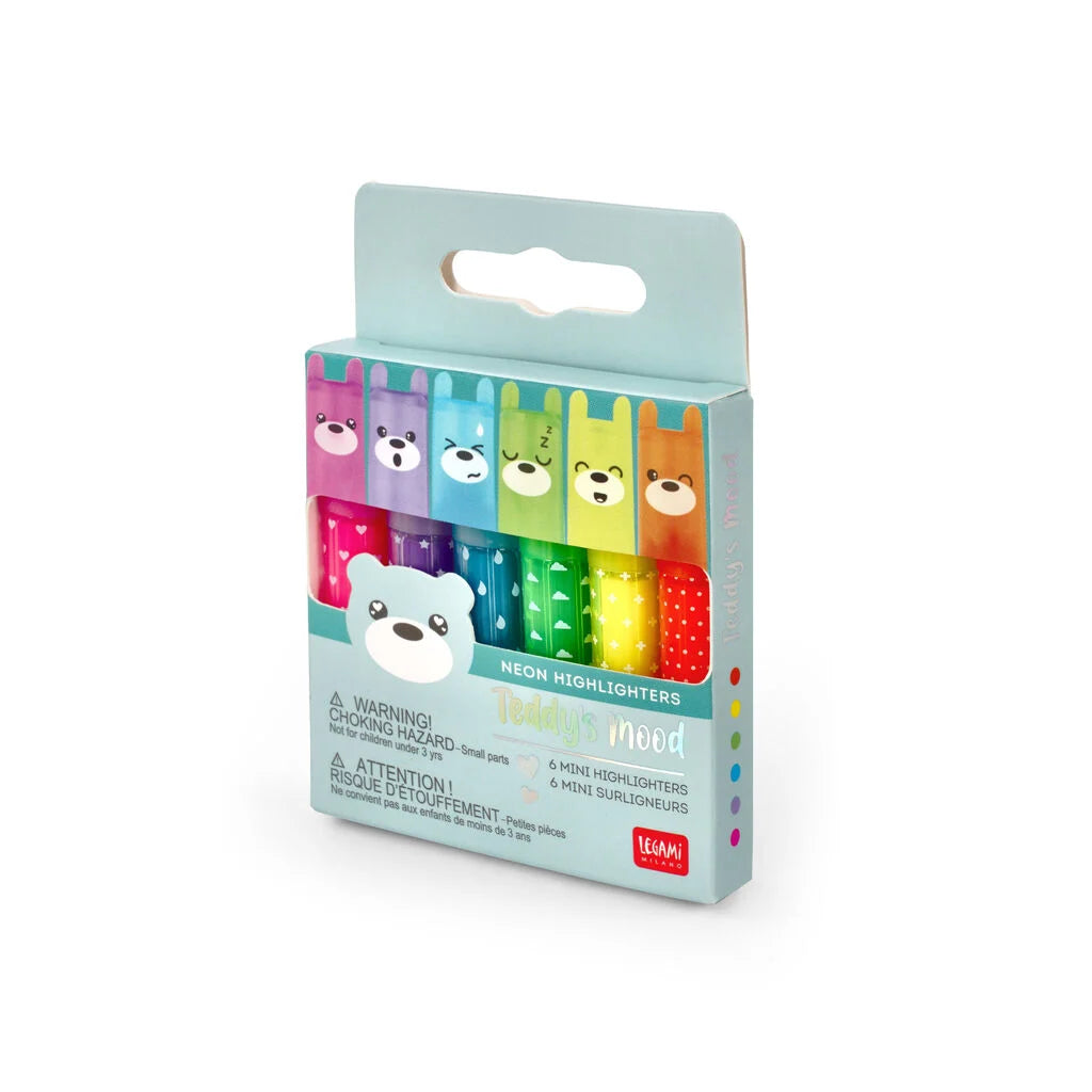 Set de 6 mini surligneurs - Teddy bear MOOD
