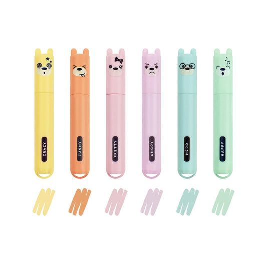 Set de 6 mini surligneurs - Teddy bear