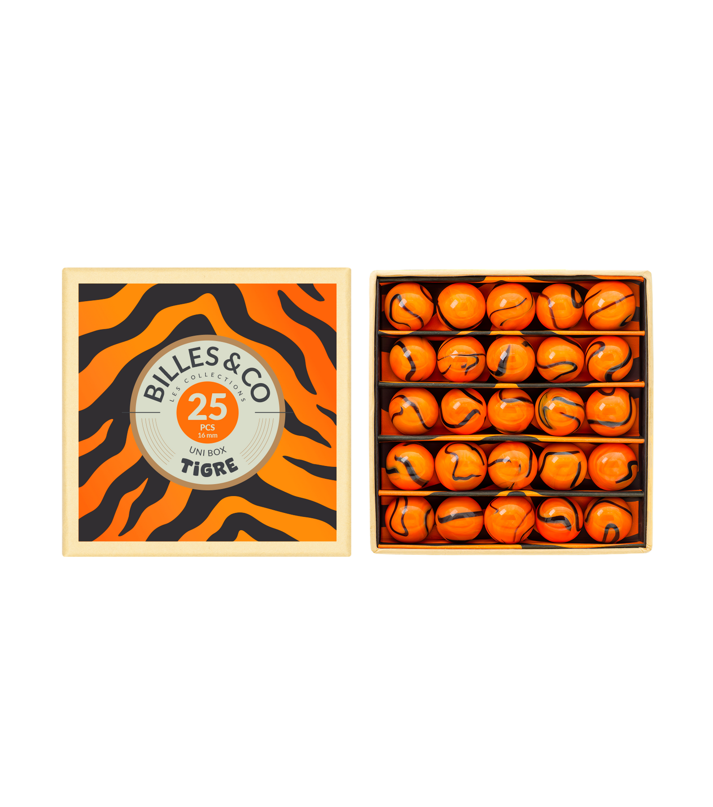 Coffret 25 billes - Tigre