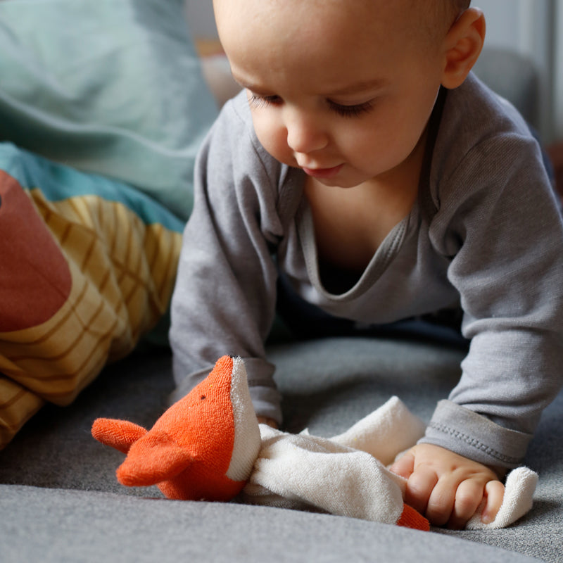 Doudou plat à tête de renard