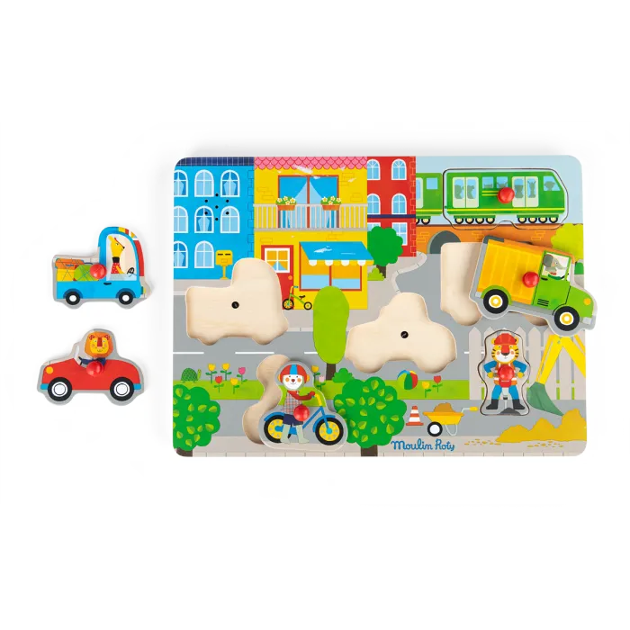 Puzzle sonore ville en bois Les Popipop
