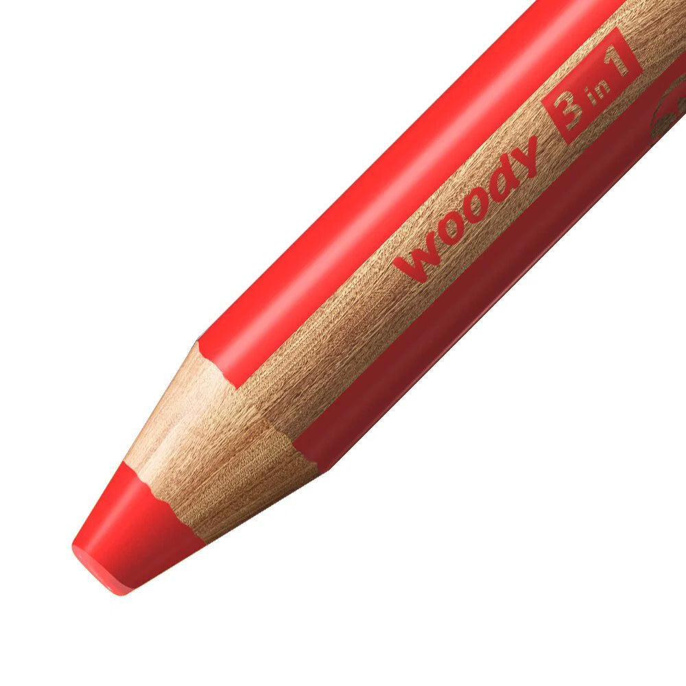WOODY Crayons 3-en-1 - Etui de 10 crayons + 1 taille-crayons
