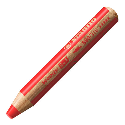 WOODY Crayons 3-en-1 - Etui de 10 crayons + 1 taille-crayons