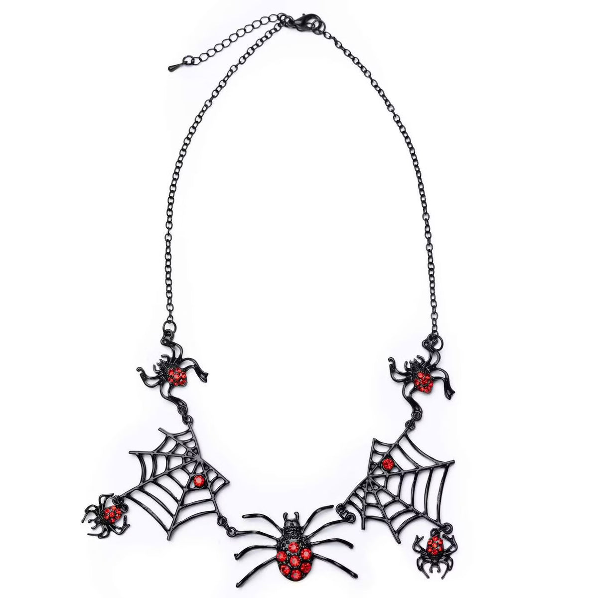 Collier araignées avec strass rouges