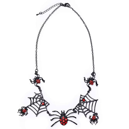 Collier araignées avec strass rouges