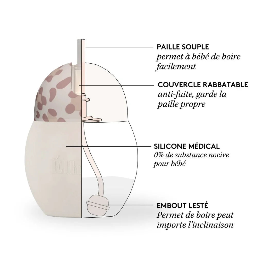 Tasse à paille lestée en silicone médical