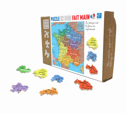 Puzzle bois fait main 100 pièces - Carte de France départements