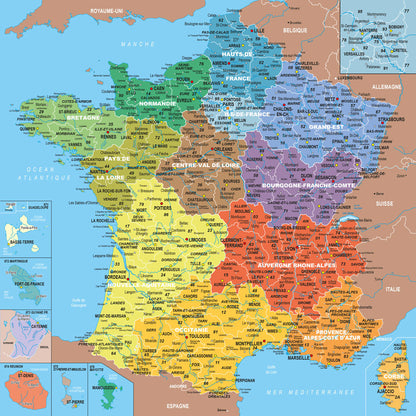 Puzzle bois fait main 100 pièces - Carte de France départements