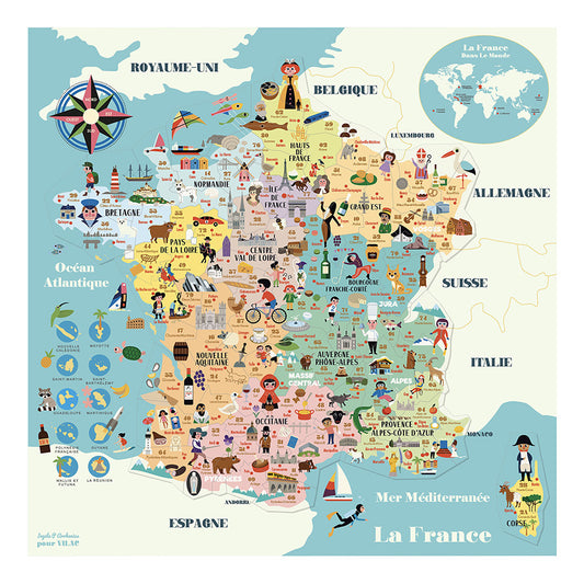 Carte de France magnétique en bois
