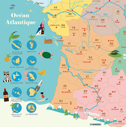 Carte de France magnétique en bois