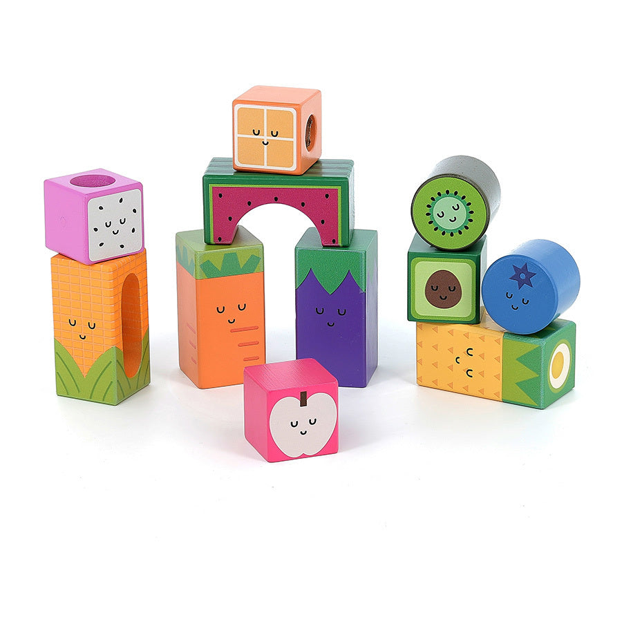 Cubes sonores en bois - fruits & légumes - Andy Westface