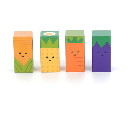 Cubes sonores en bois - fruits & légumes - Andy Westface